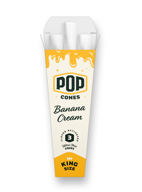 POP King Size Ultra Thin Pre Rolled Cones - Banana Cream (Full Box)