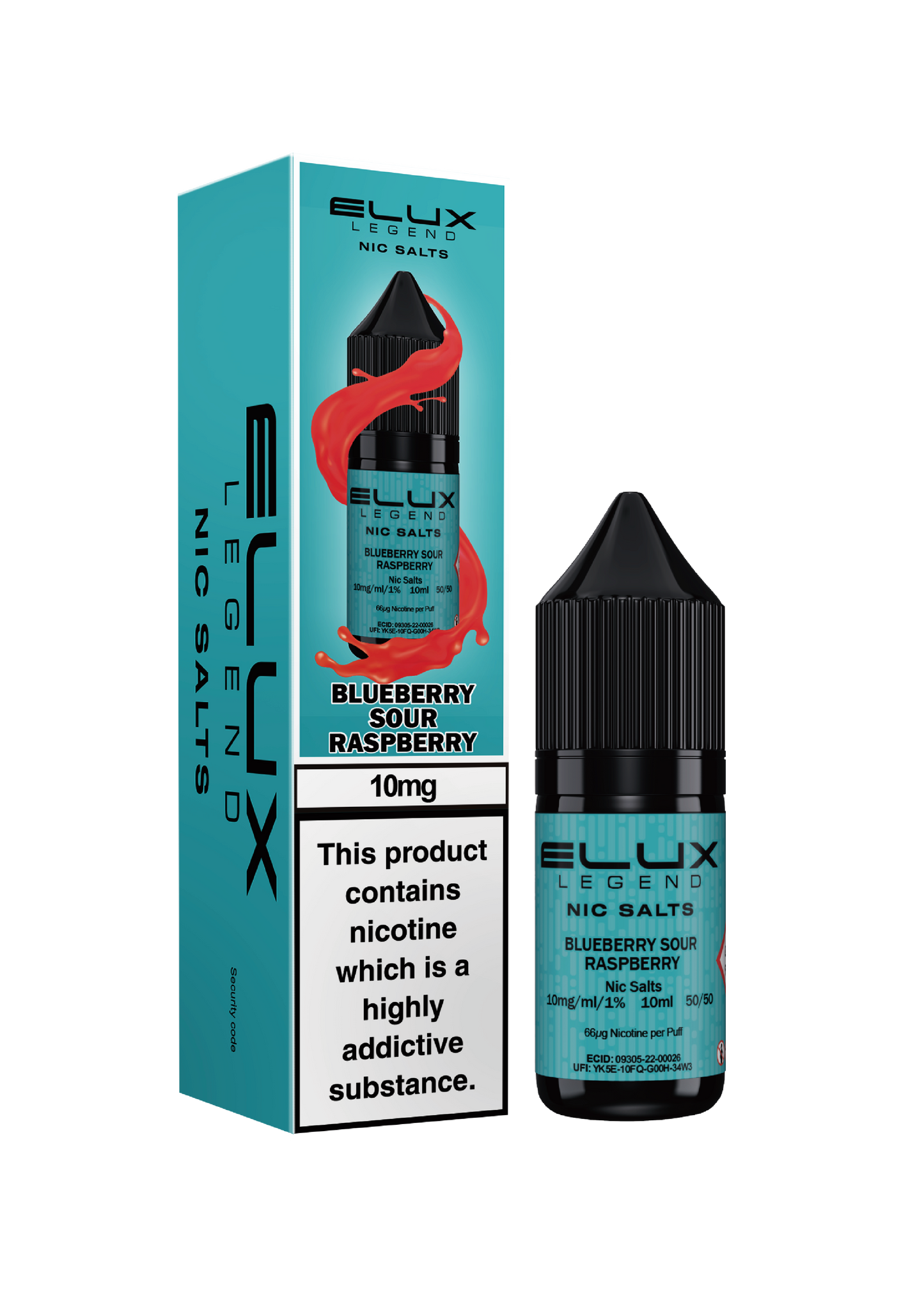 Elux Legend Nic Salts: Blueberry Sour Raspberry - 10mg (10 Pack)