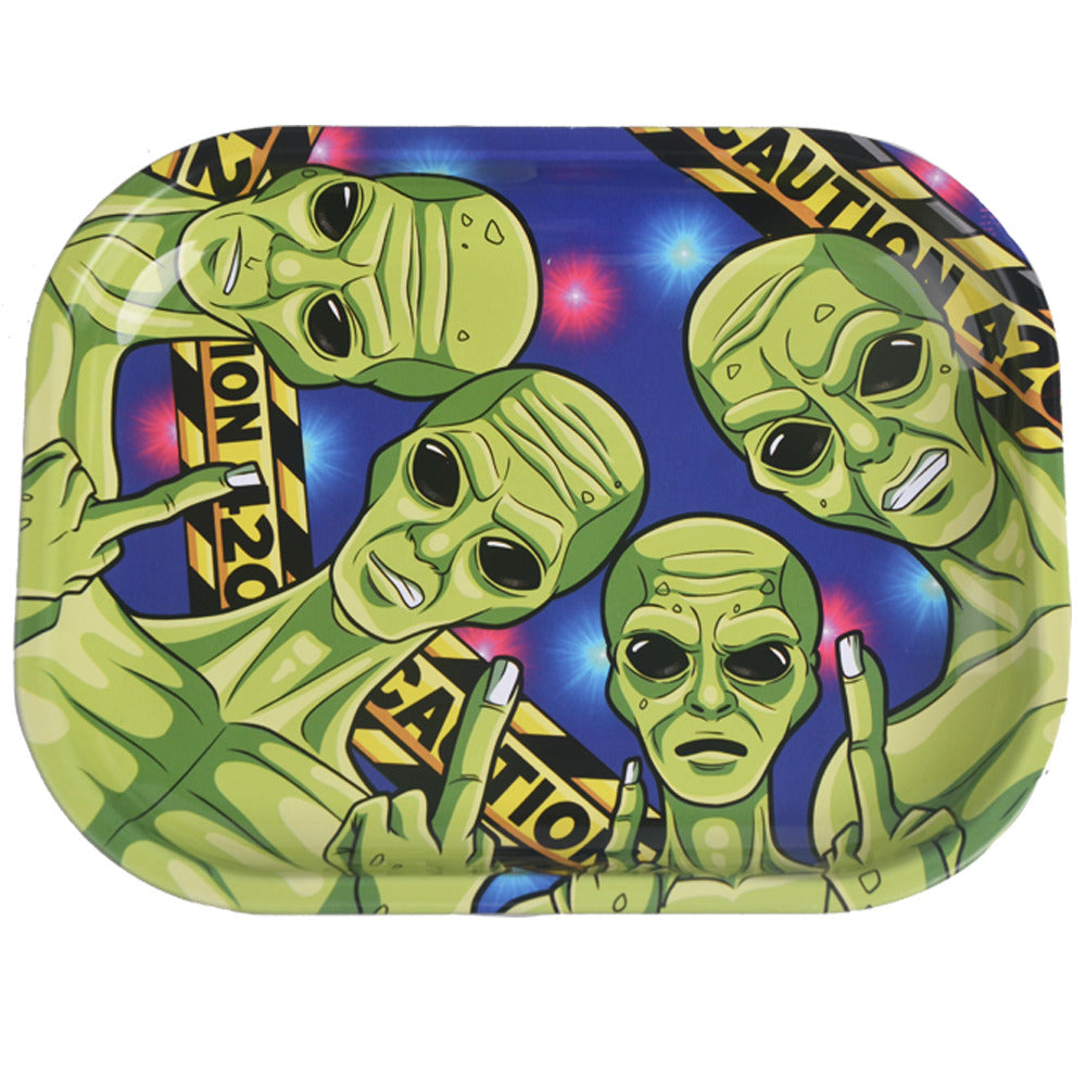 Wise Skies 'Caution Aliens' Small Rolling Tray