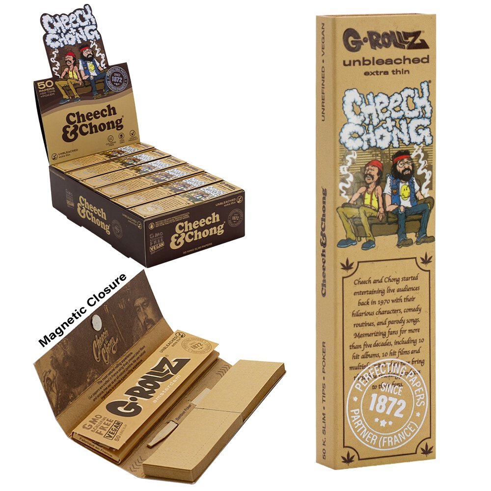 G-Rollz Cheech & Chong Unbleached Rolling Papers, Tips & Poker