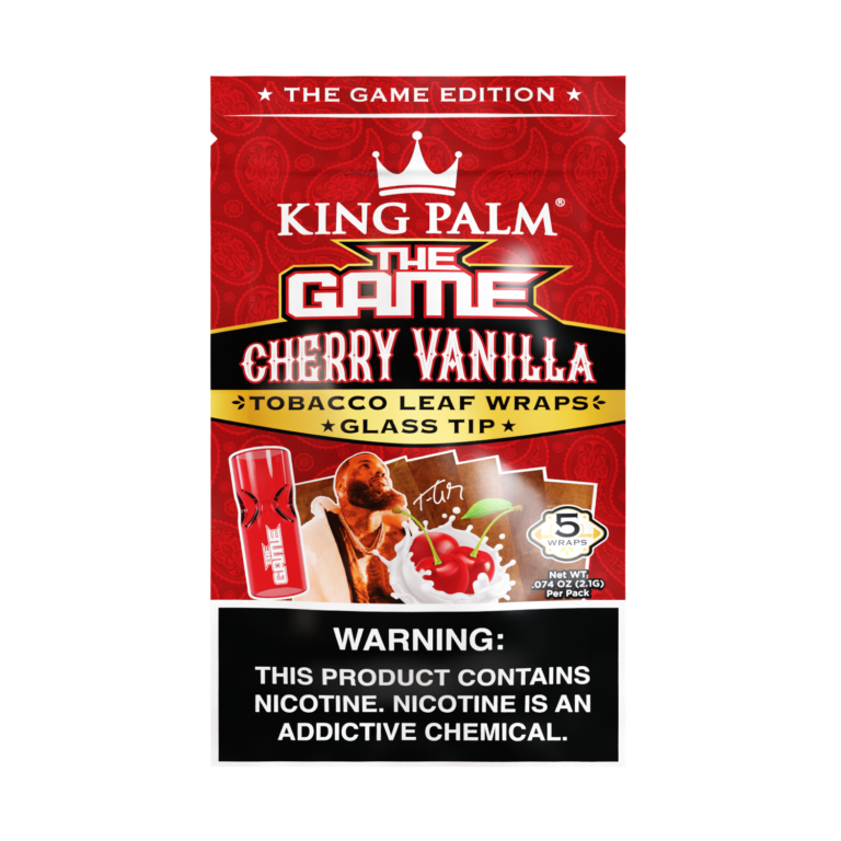 King Palm The Game Tobacco Leaf Wraps & Glass Tip - Cherry Vanilla (Full Box)