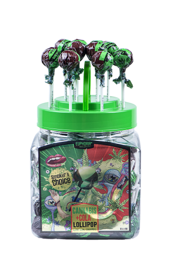 Euphoria Cannabis Lollipops Jar - Cola (100pcs)
