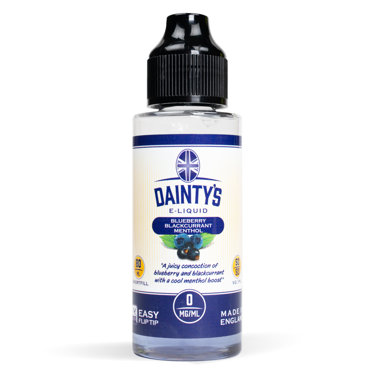 Dainty'S 80Ml E Liquid Shortfills Blueberry Blackcurrant Menthol 80Ml