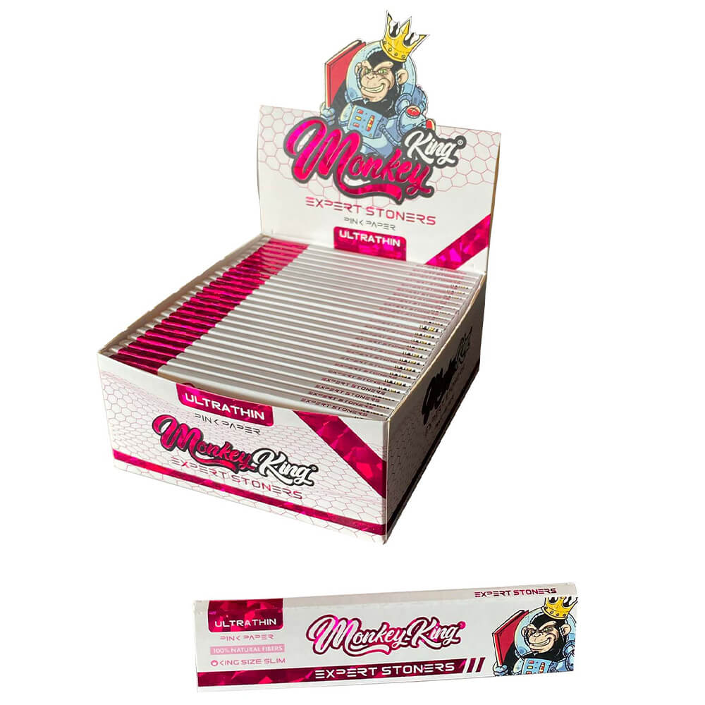 Monkey King Expert Stoners Rolling Papers: Pink - King Size Ultra Thin (50 Pack)