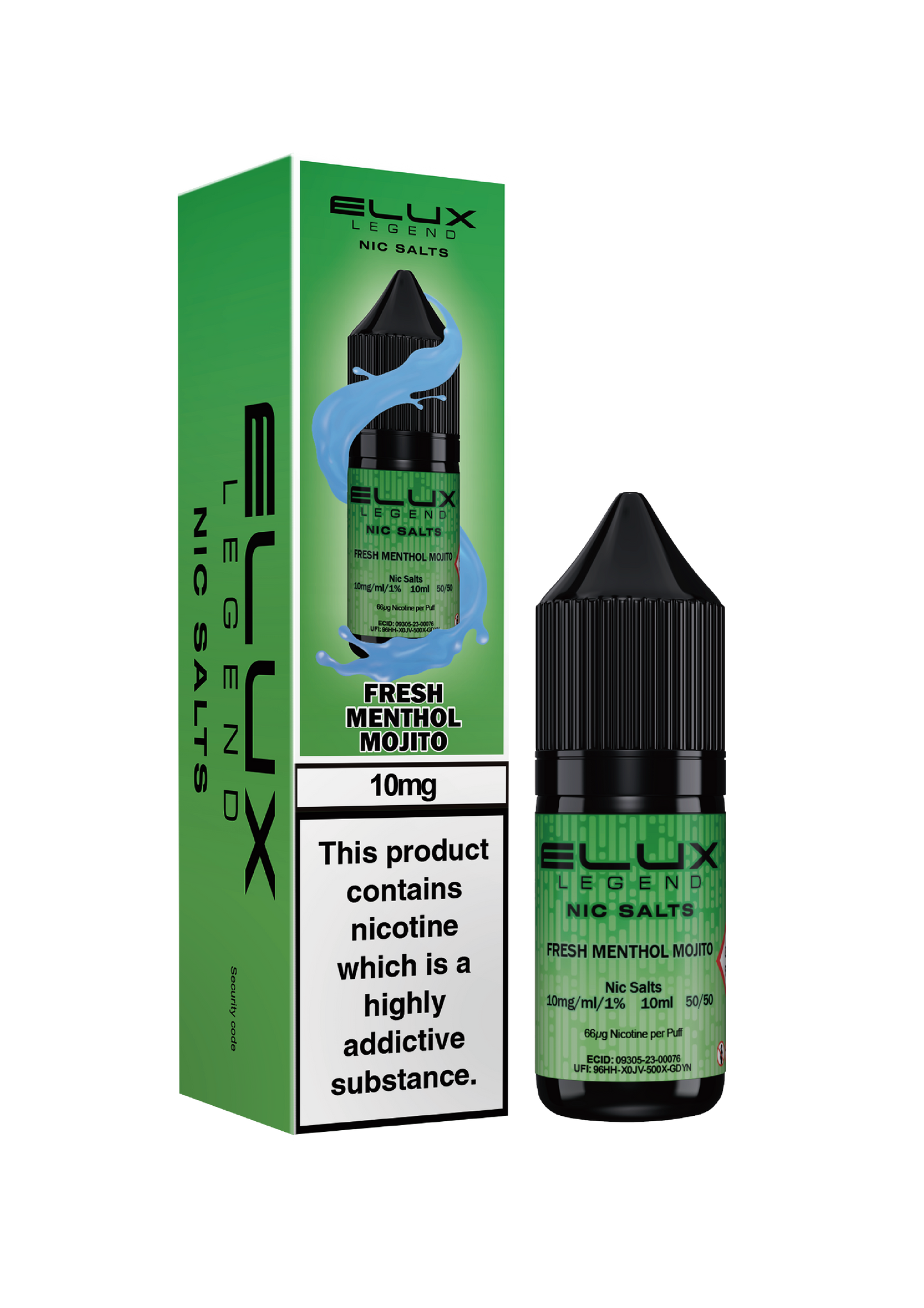 Elux Legend Nic Salts: Fresh Menthol Mojito - 10mg (10 Pack)