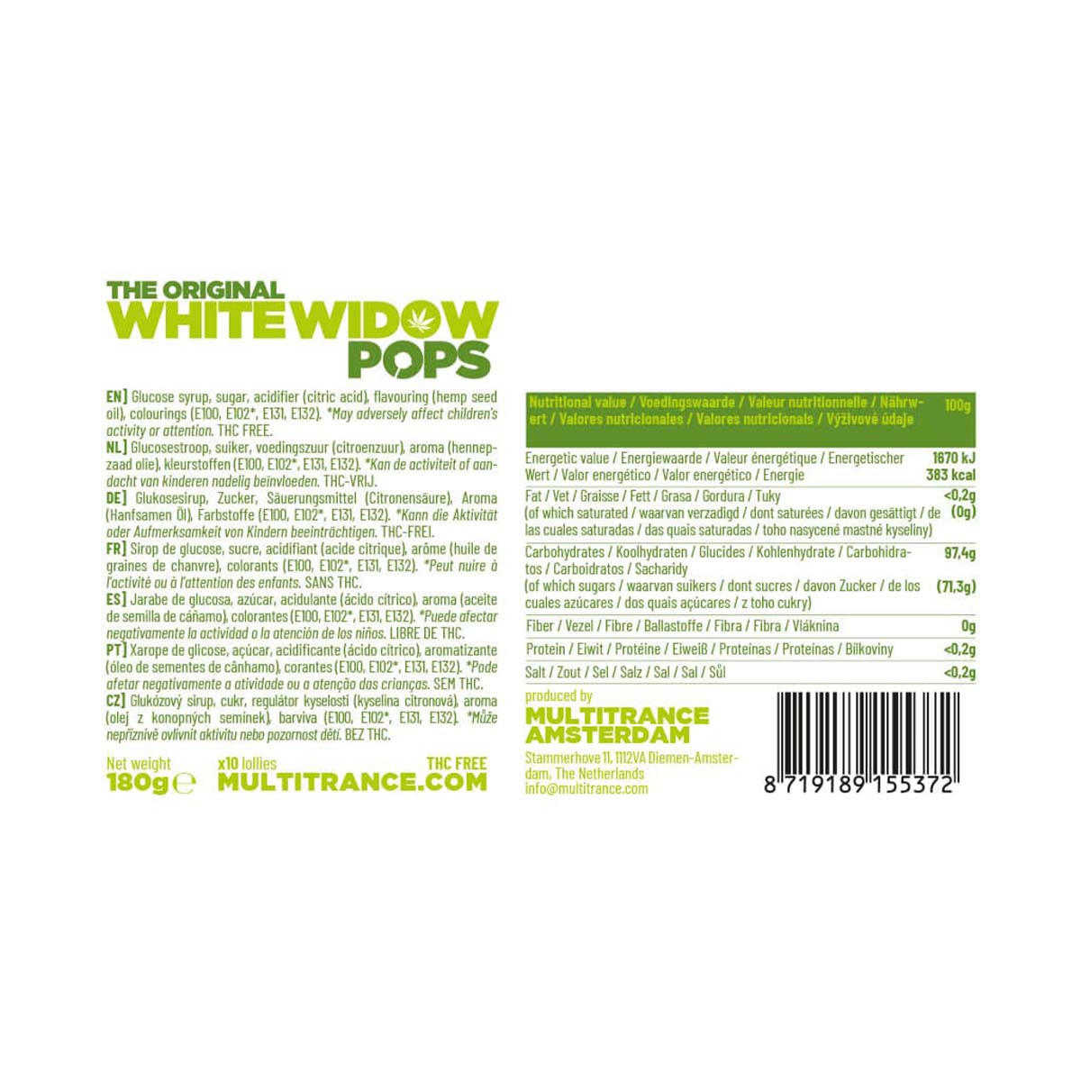 Multitrance Cannabis Lollipops: The Original White Widow Pops (10 Pack)