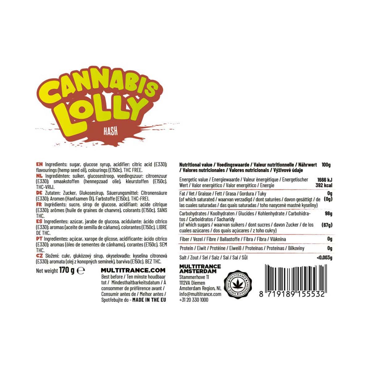 Multitrance Cannabis Lollipops: Hash (10 Pack)