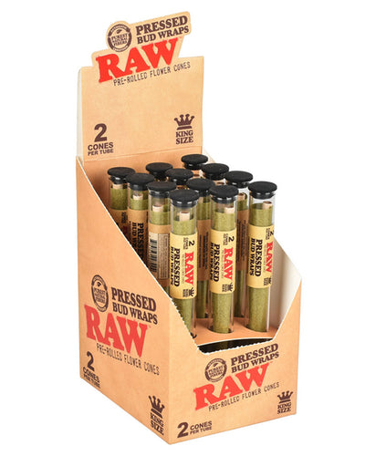 RAW Pressed Bud Wraps King Size Cones (Full Box)
