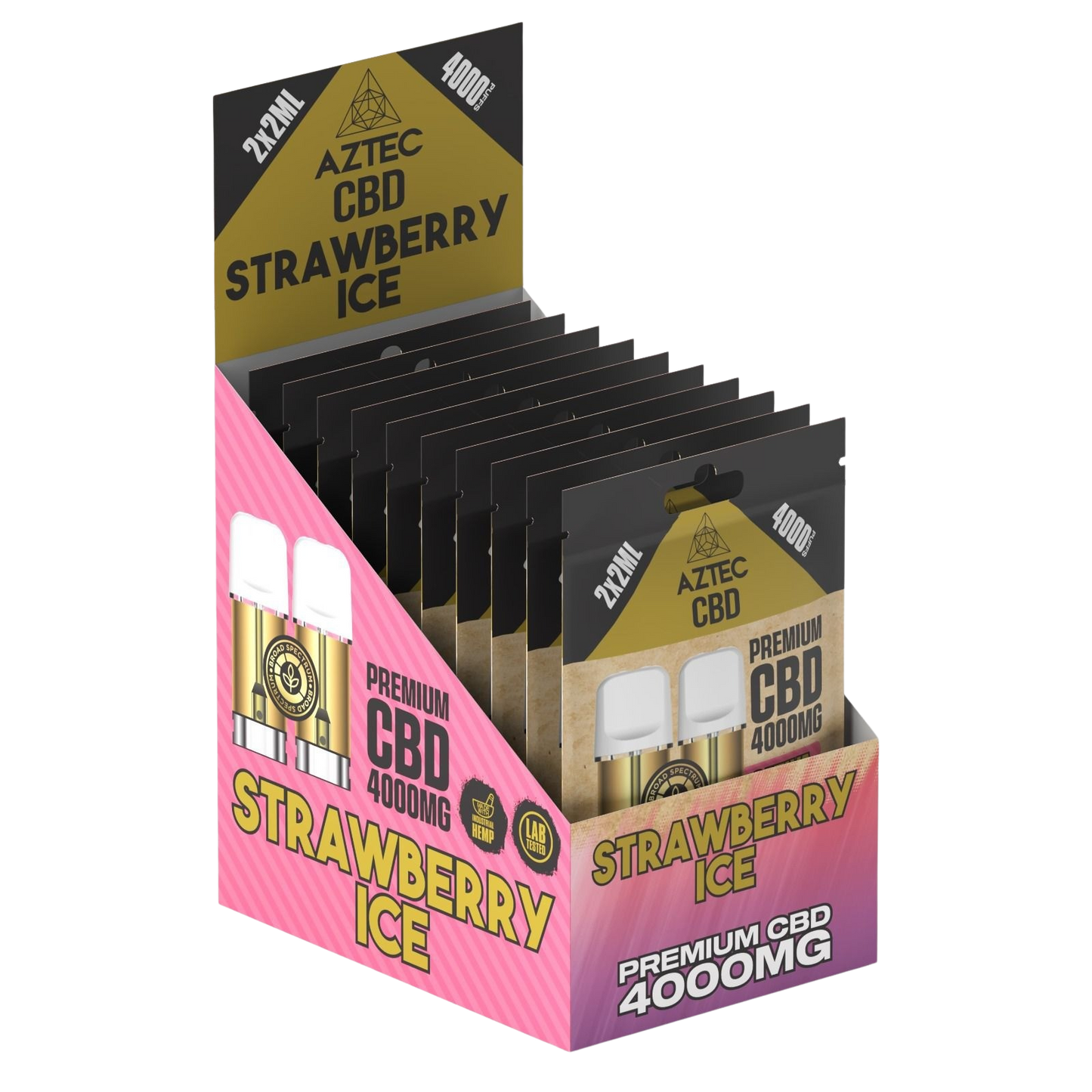Aztec CBD Premium CBD Pods 4000mg 2x2ml - Strawberry Ice