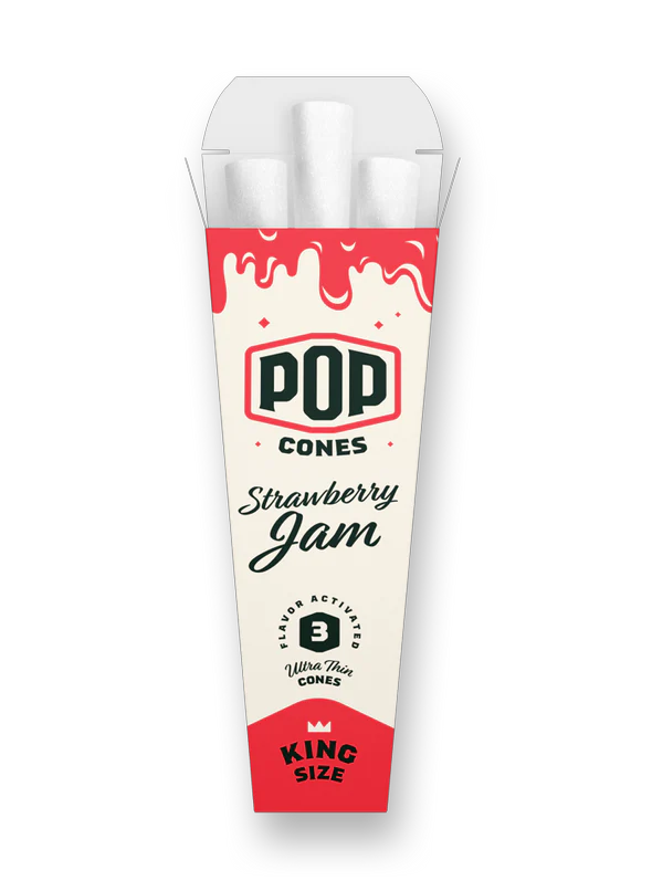POP King Size Ultra Thin Pre Rolled Cones - Strawberry Jam (Full Box)