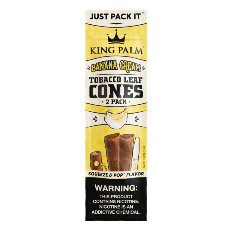 King Palm Flavoured Squeeze & Pop Tobacco Leaf Cones - Banana Cream (10pcs)