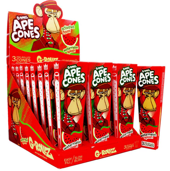 G-Rollz Ape King Size Pre-Rolled Cones - Watermelon Splash (24 pcs)