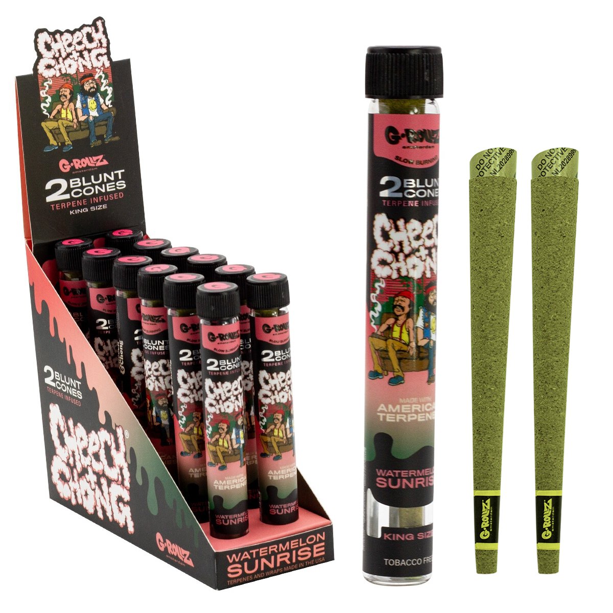 Cheech & Chong Terpene Infused Hemp Blunts - Watermelon Sunrise (12 pcs)