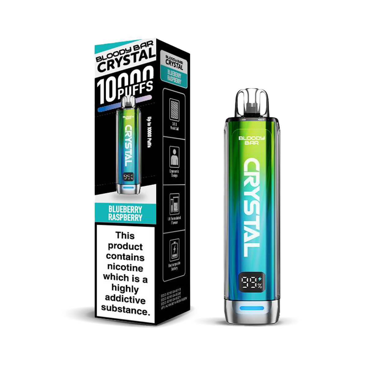 Bloody Bar Crystal 10K Pod Kits: Blueberry Raspberry – 20mg