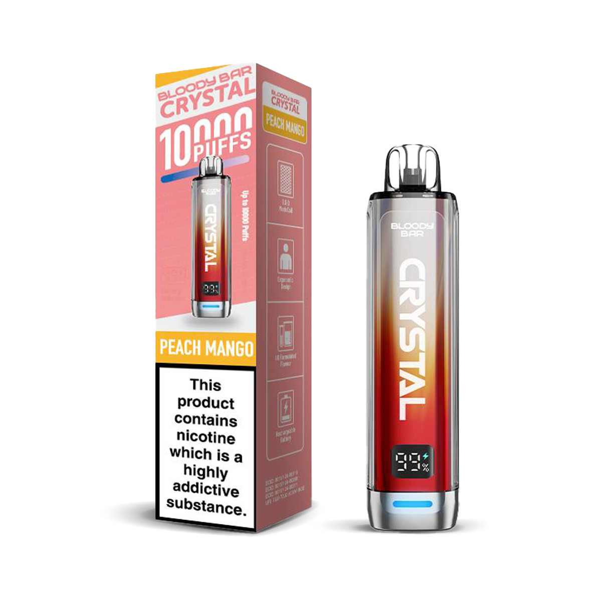 Bloody Bar Crystal 10K Pod Kits: Peach Mango – 20mg