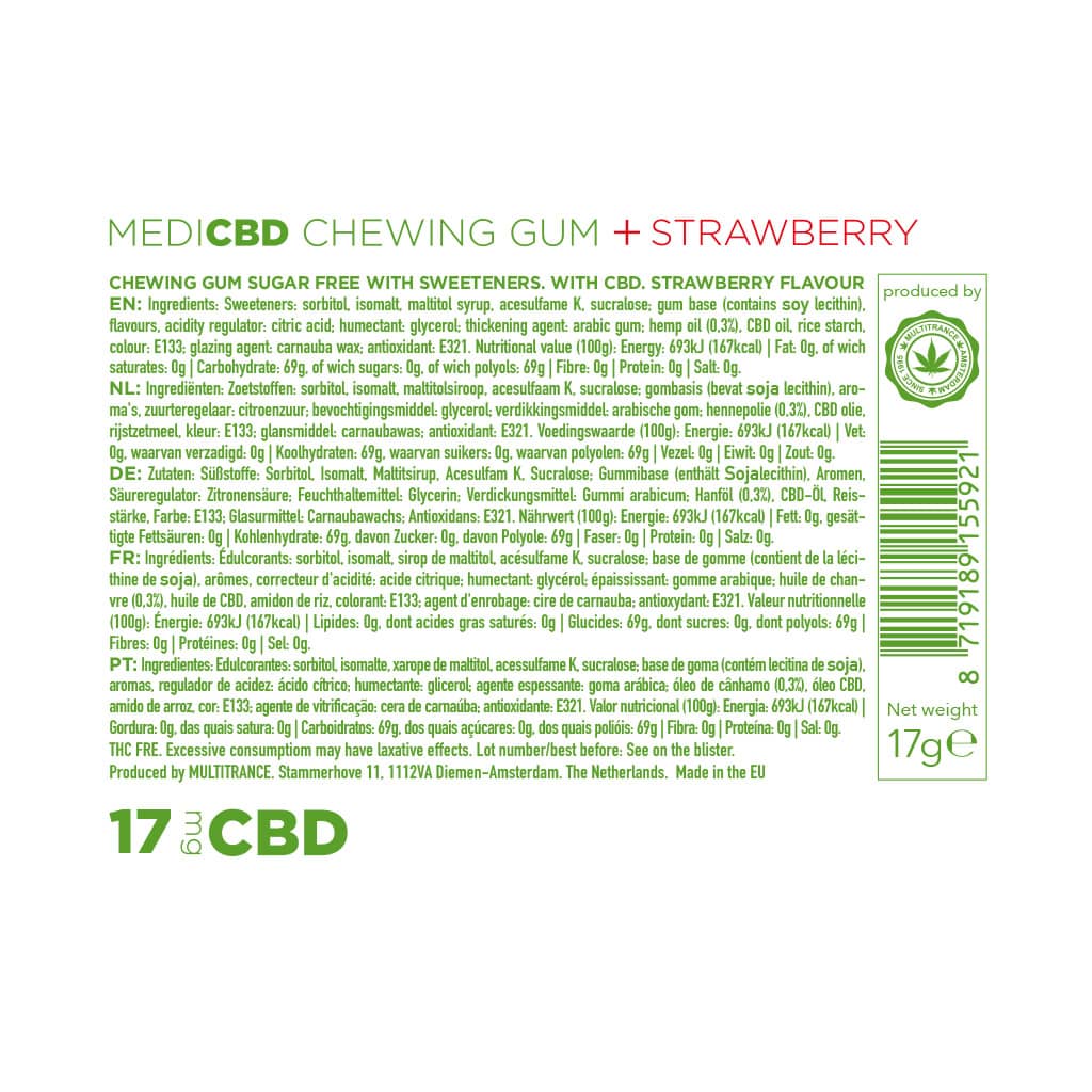 MediCBD CBD Chewing Gum: Strawberry - 17mg (24 Pack)