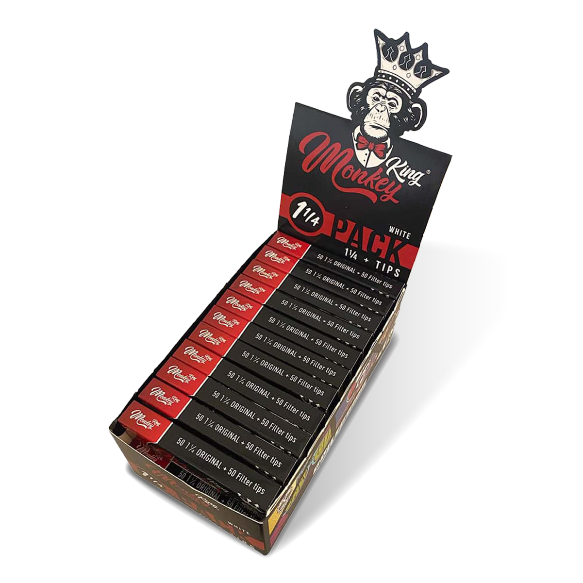 Monkey King Rolling Papers & Tips: White - Medium 1¼ (24 Pack)