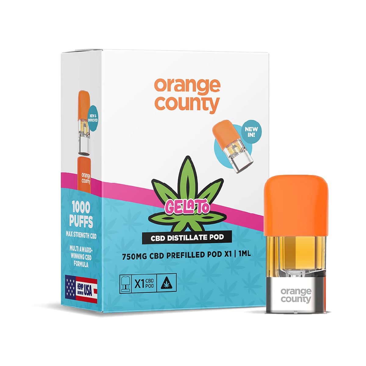 Orange County CBD Distillate Refill Pod 750mg: Gelato - 1ml (Single Piece)