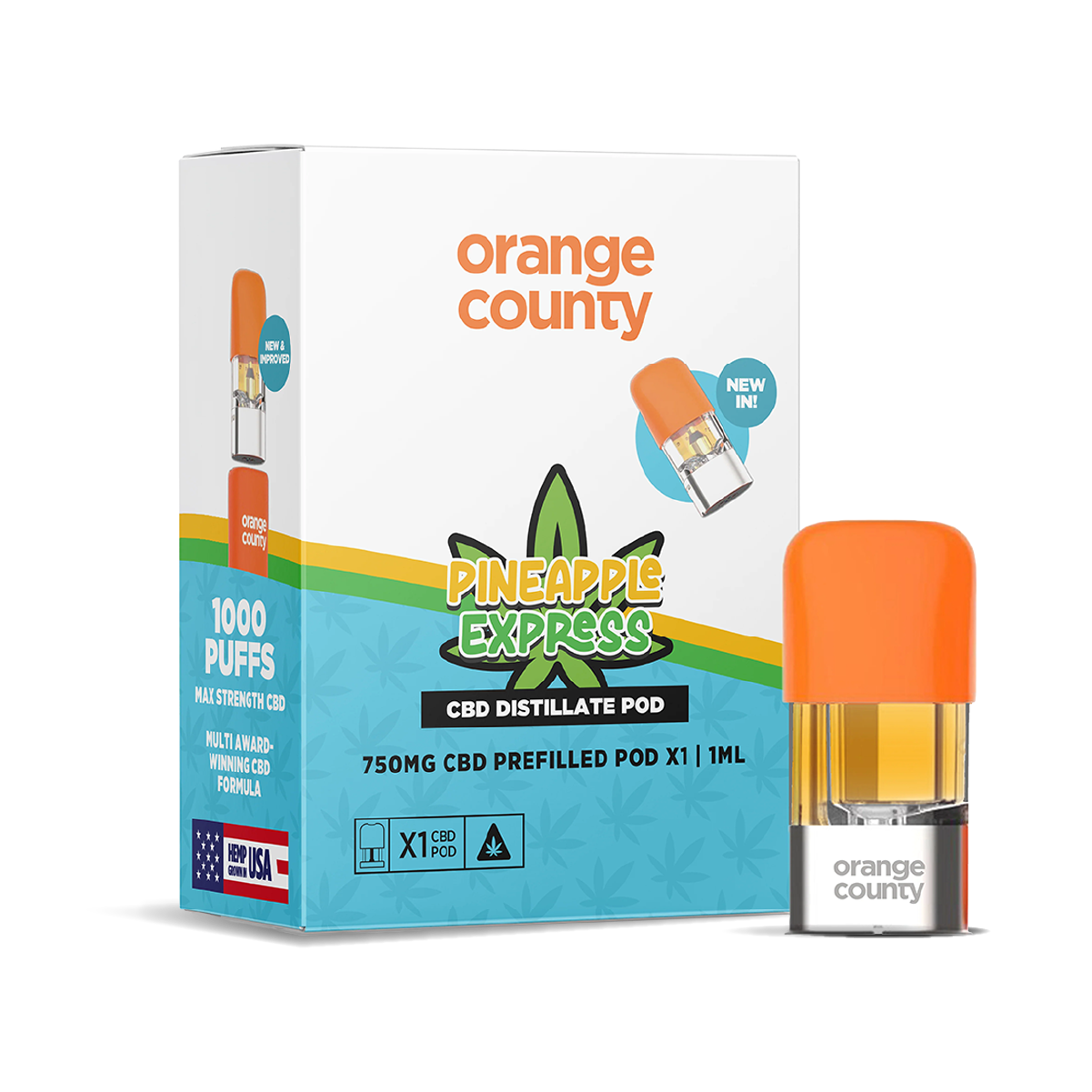 Orange County CBD Distillate Refill Pod 750mg: Pineapple Express - 1ml (Single Piece)