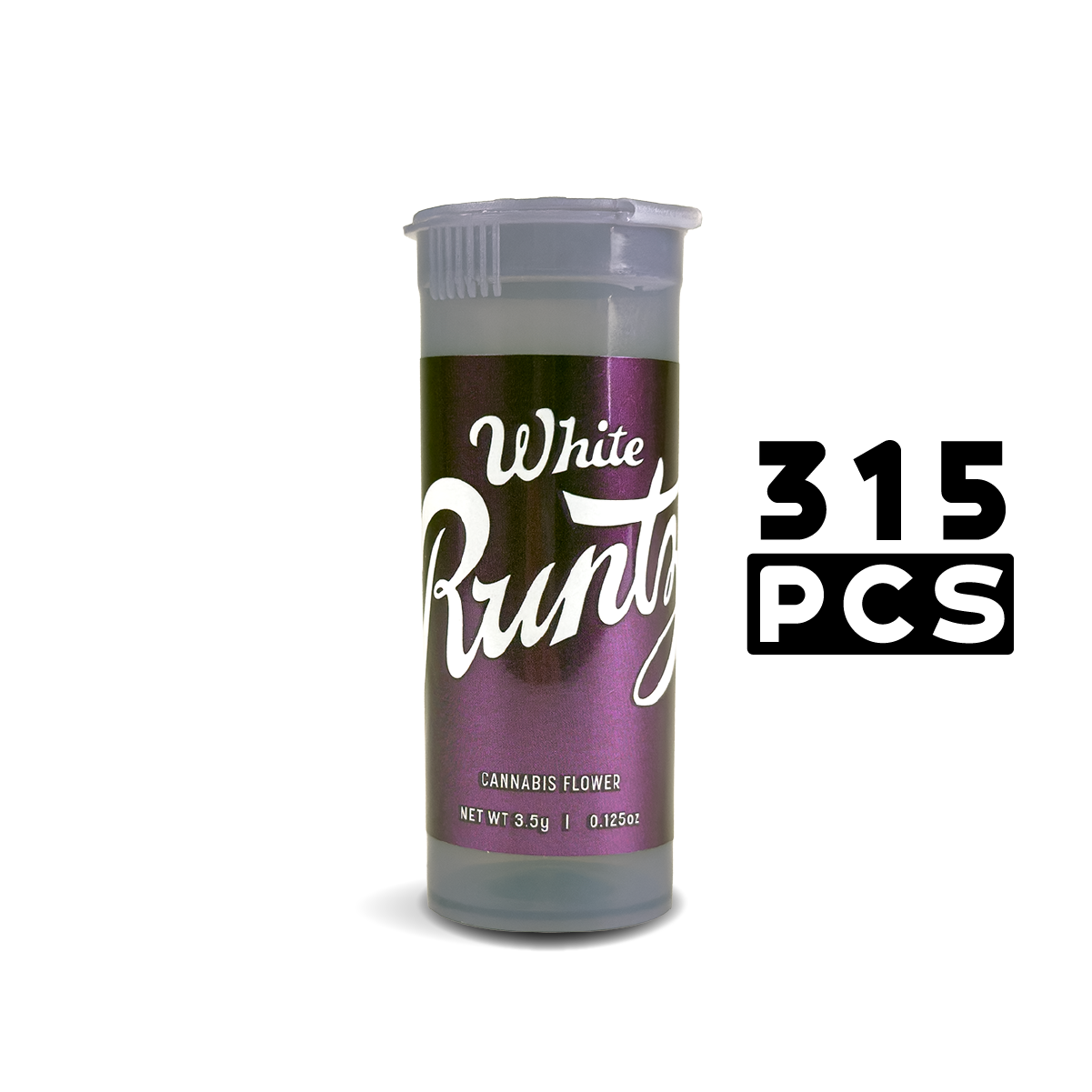 Stash Potz + Label Roll: Purple Pot - White Runtz (315pcs Carton)