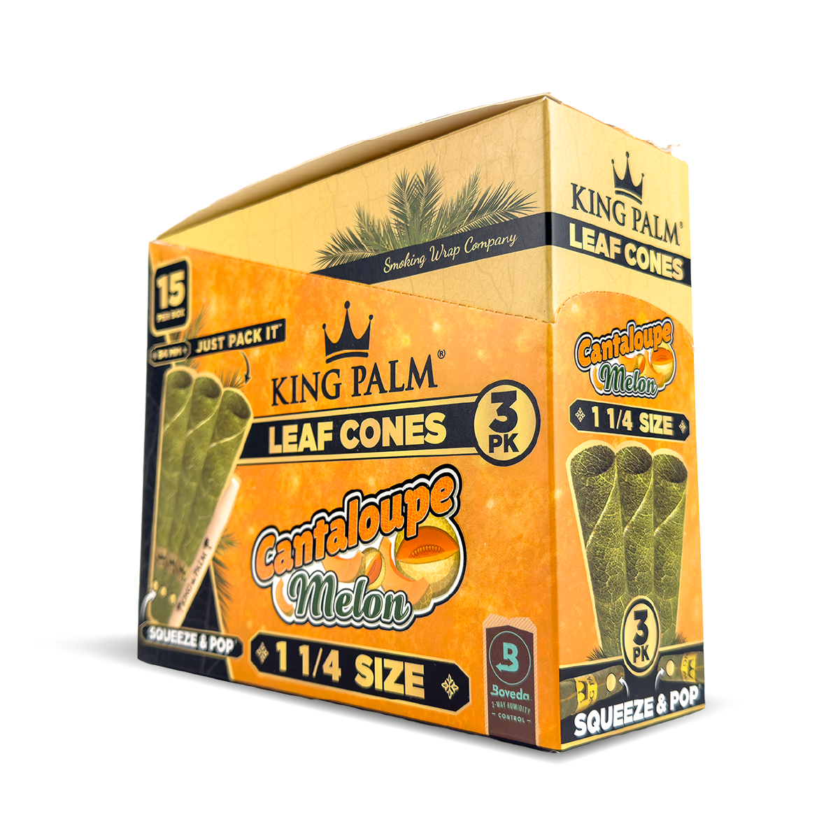 King Palm Leaf Cones Medium 1 1/4: Cantaloupe Melon - 3x Cones (15 Pack)