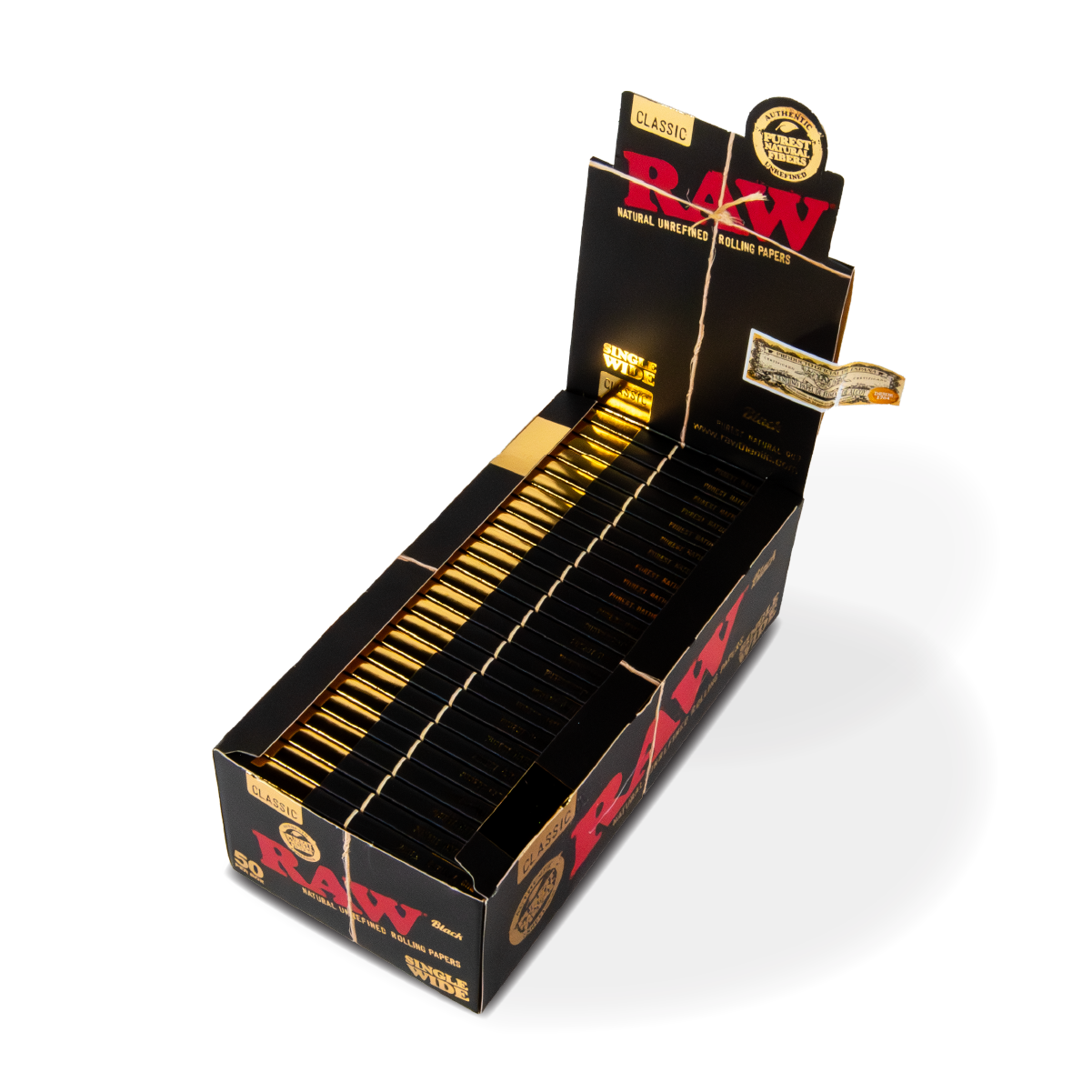 RAW Rolling Papers: Standard Single Wide - Black (50 Pack)