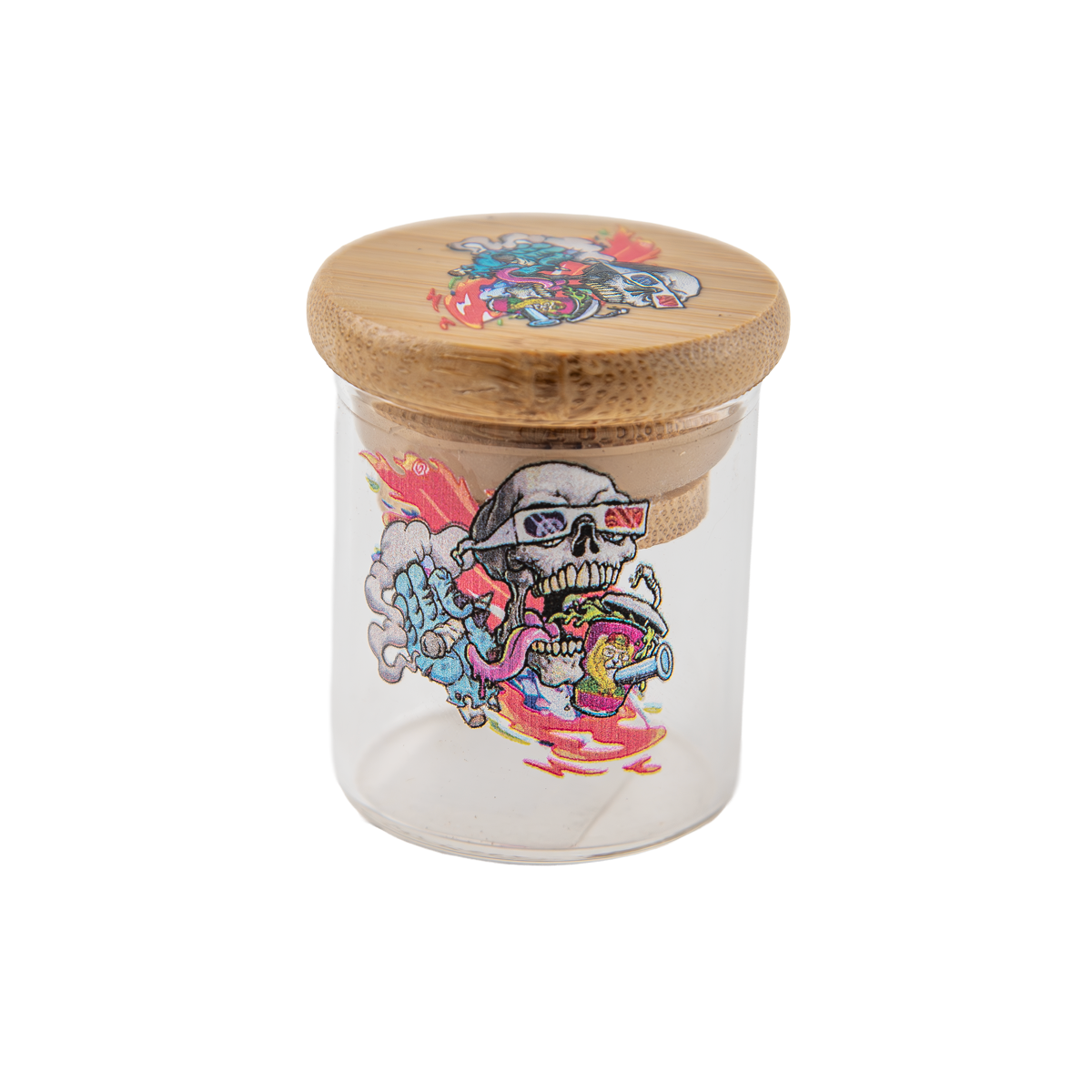 D&K Small Glass Storage Jar Printed Lid (12 Pack)