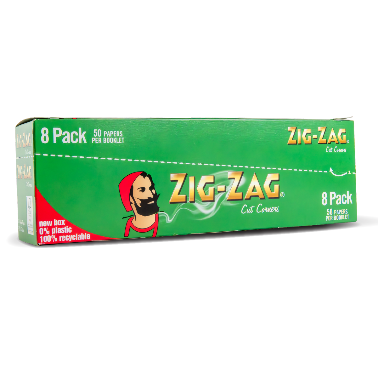 Zig Zag Rolling Papers Multipack: Green Standard - 8 Booklets (10 Pack)