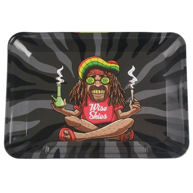 Wise Skies 'Rasta Man' Small Rolling Tray-Wise Skies-Blazed Wholesale