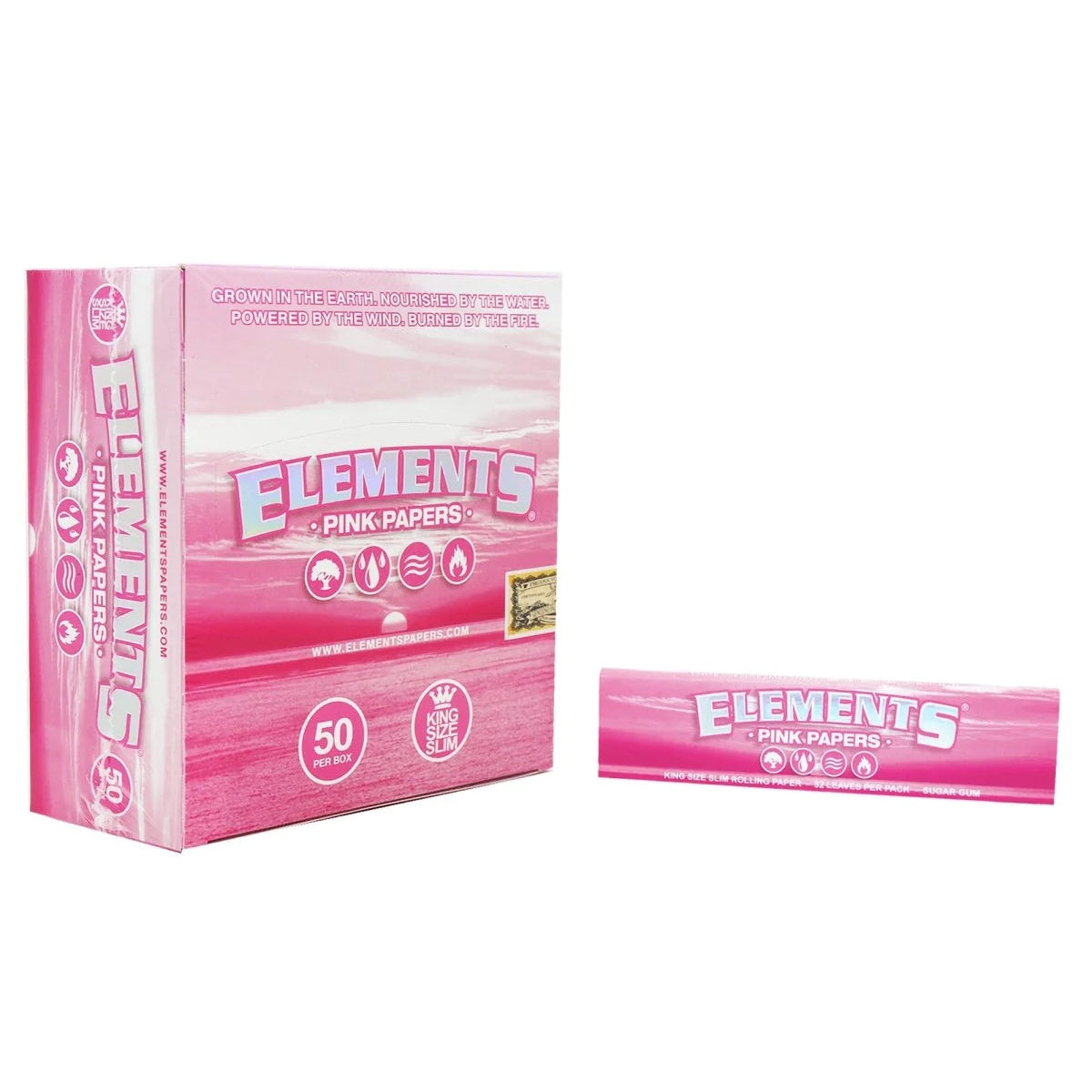 Elements King Size Slim Pink Rolling Papers-Elements-Blazed Wholesale