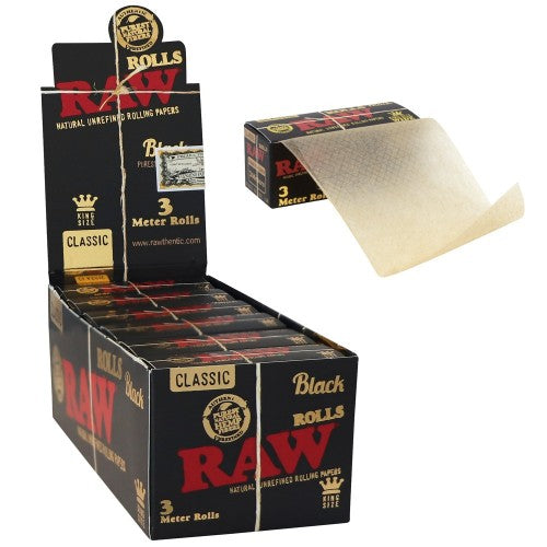 RAW Black 3M Roll Rolling Paper-RAW-Blazed Wholesale