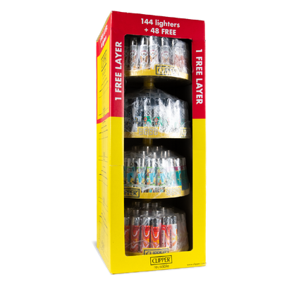 Clipper Lighter Display Stand: 4 Tier - 144 Lighters + 48 FREE!