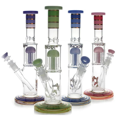 Phoenix Star: 12" Single 8 Arm Percolator Glass Bong (PHX570)