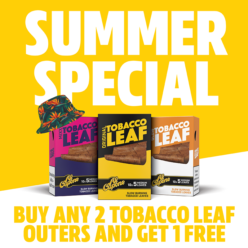 Al Capone Tobacco Leaf Wraps - Glow (10 Packs of 5)