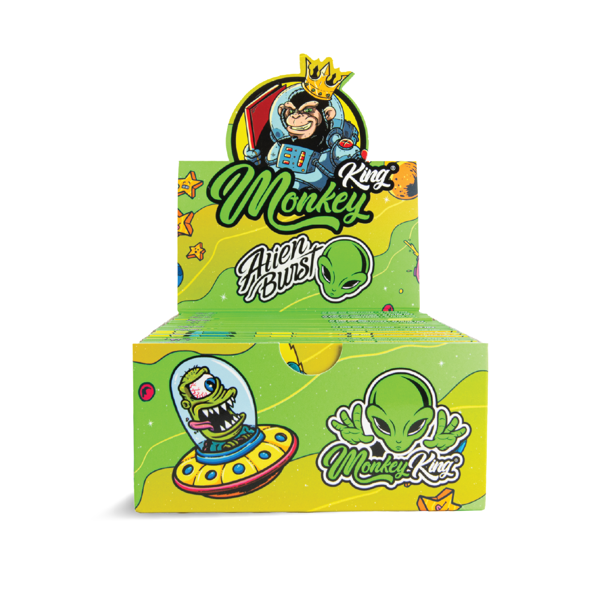 Monkey King Rolling Papers & Tips: Alien Burst - King Size Unbleached (24 Pack)