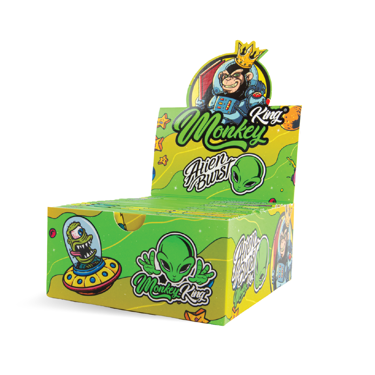 Monkey King Rolling Papers & Tips: Alien Burst - King Size Unbleached (24 Pack)