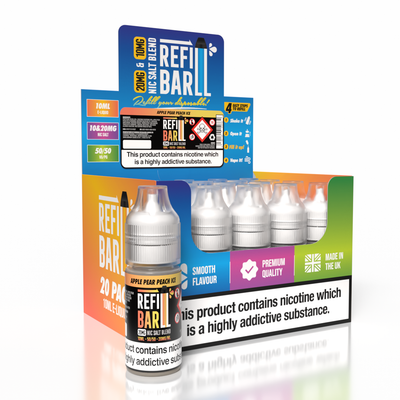 Refill Bar Salts Apple Peach Pear Ice 10ml 50vg - (Pack Of 20)