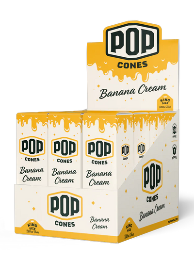 POP King Size Ultra Thin Pre Rolled Cones - Banana Cream (Full Box)