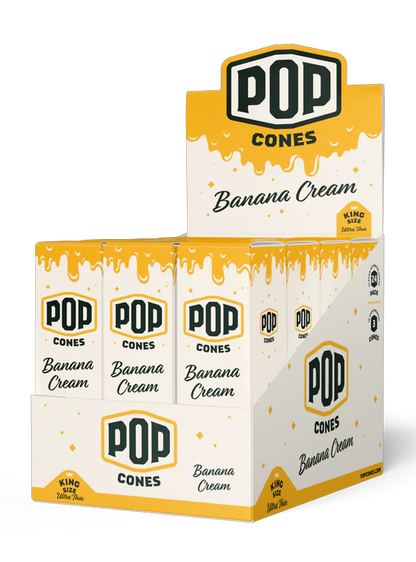 POP King Size Ultra Thin Pre Rolled Cones - Banana Cream (Full Box)