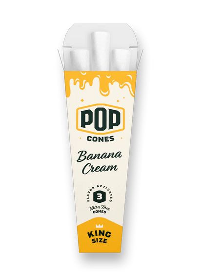 POP King Size Ultra Thin Pre Rolled Cones - Banana Cream (Full Box)