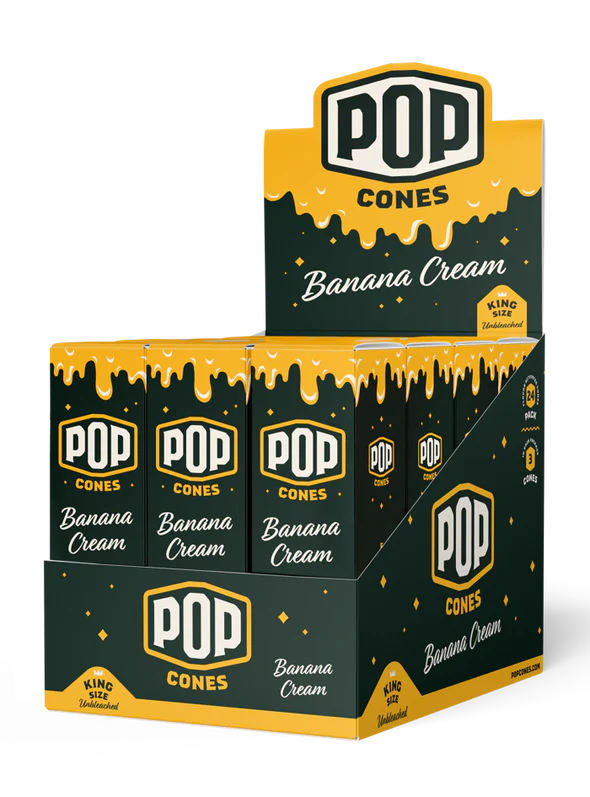 POP King Size Unbleached Pre Rolled Cones - Banana Cream (Full Box)