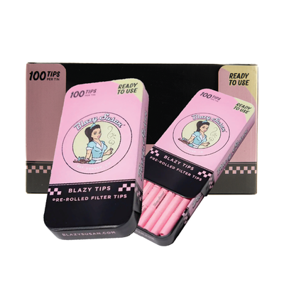 Blazy Susan Pre-Rolled Filter Tips in Tins: 100 Tips per Tin (12 Pack)