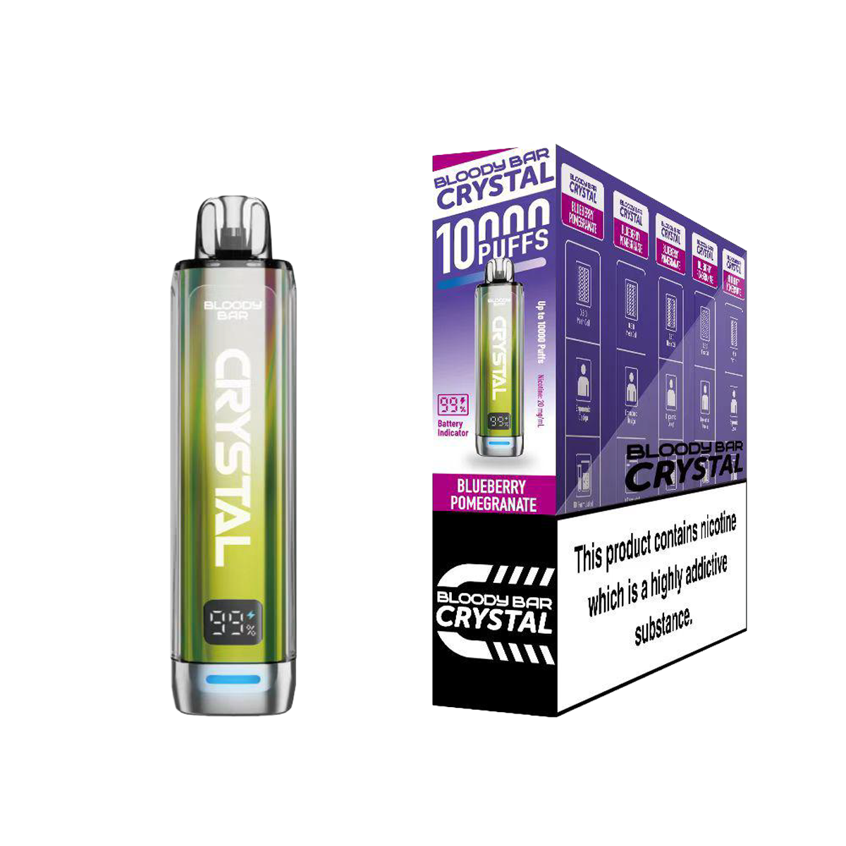 Bloody Bar Crystal 10K Pod Kits: Blueberry Pomegranate - 20mg