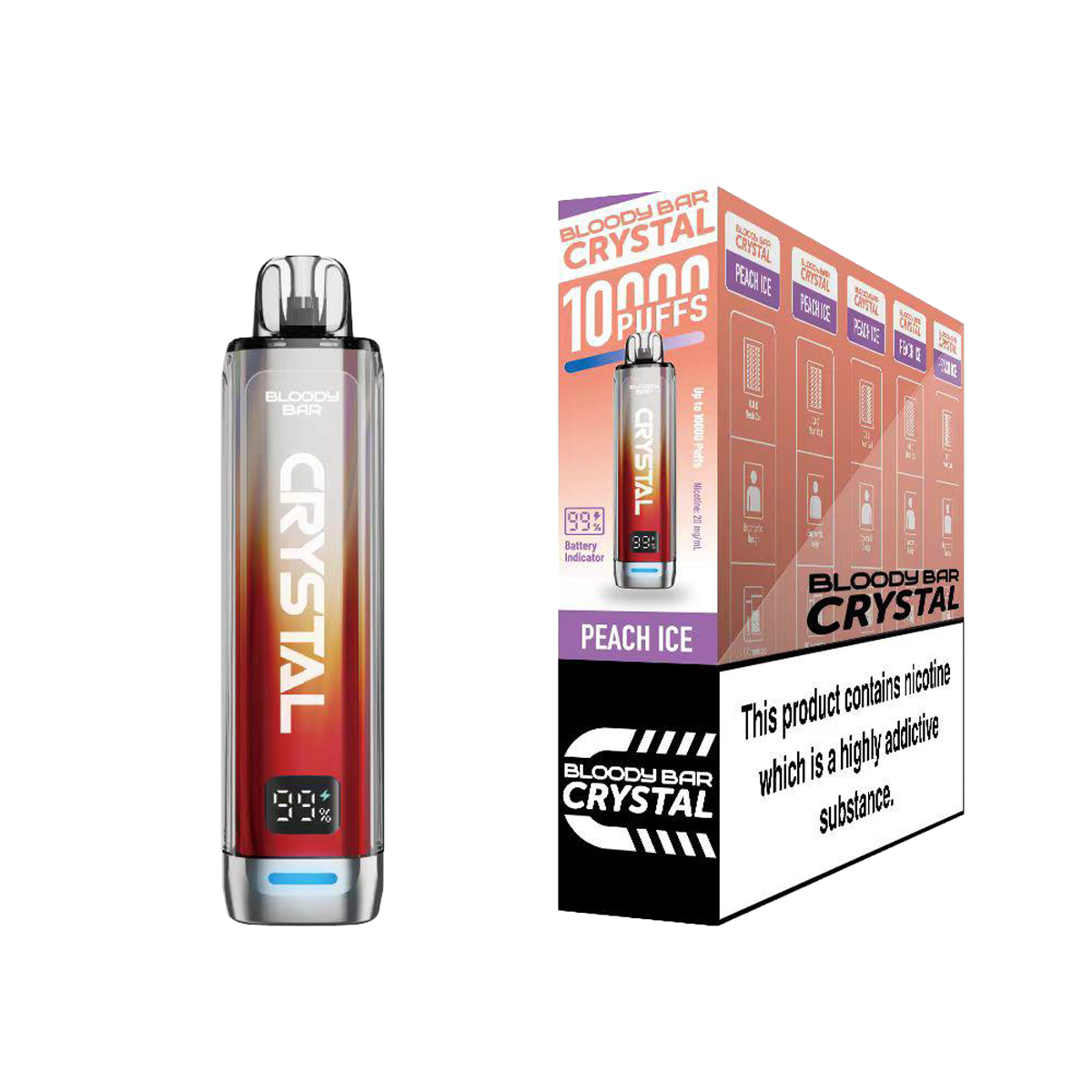 Bloody Bar Crystal 10K Pod Kits: Peach Ice - 20mg