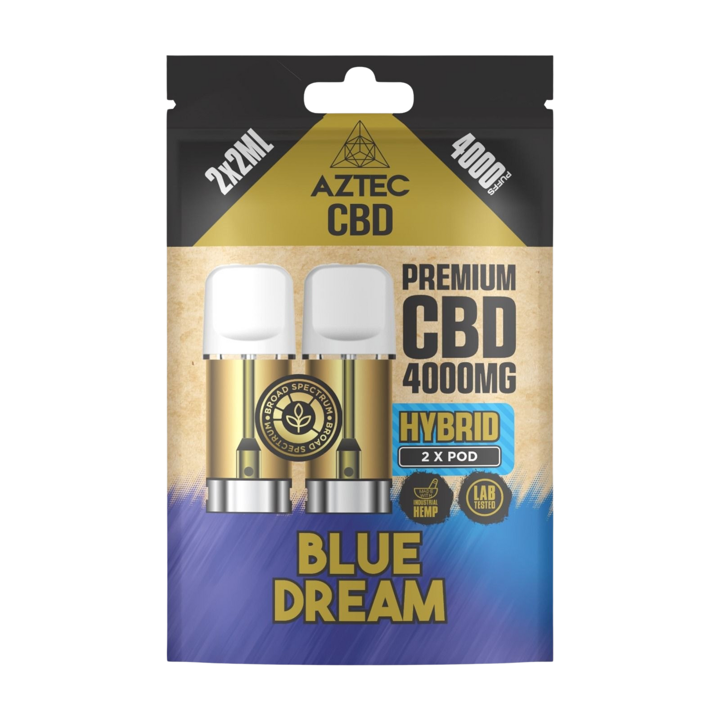Aztec CBD Premium CBD Pods 4000mg 2x2ml - Blue Dream
