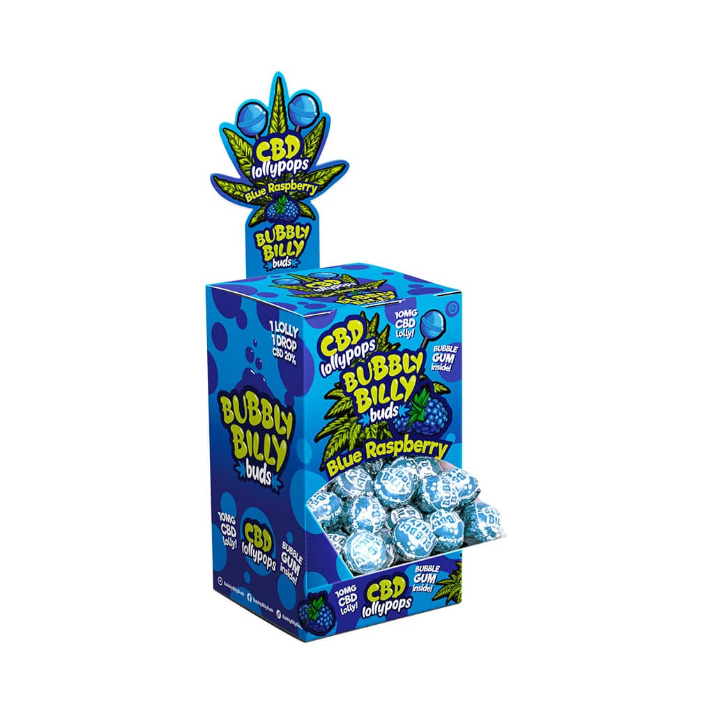 Multitrance Bubbly Billy Buds CBD Blue Raspberry Lollypops (100 pcs)