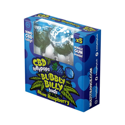 Multitrance Bubbly Billy Buds CBD Blue Raspberry Lollypops - Gift Box (5 pcs)