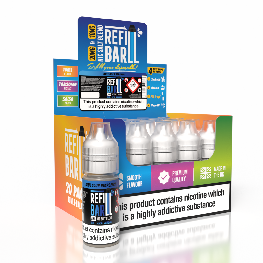 Refill Bar Salts Blue Sour Raspberry 10ml 50vg - (Pack Of 20)