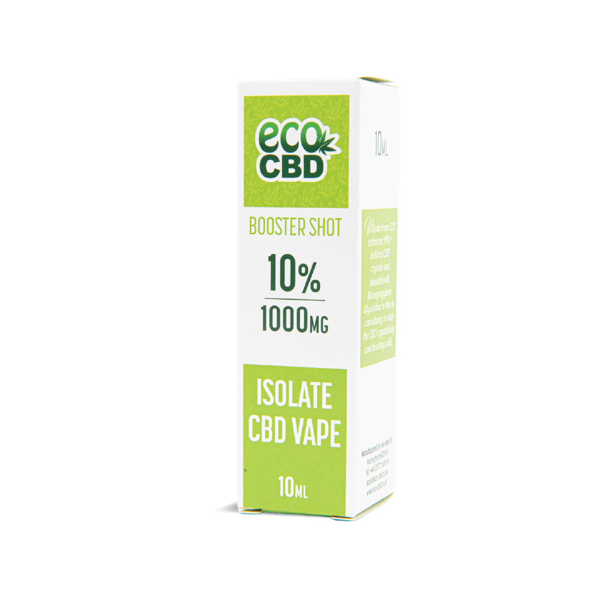 Eco-CBD 10ml Vape Booster Shot: 10% CBD Isolate - 1000mg