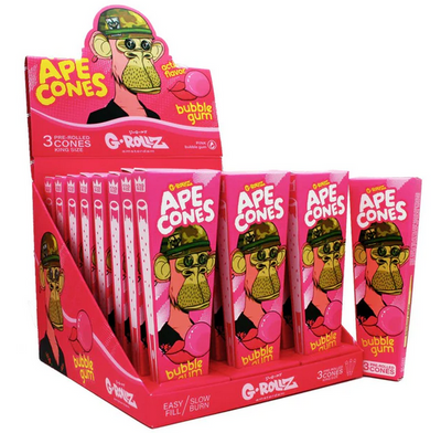 G-Rollz Ape King Size Pre-Rolled Cones - Bubblegum (24 pcs)